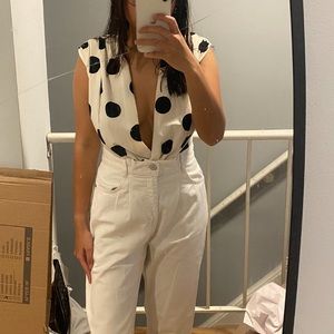 Zara polka dot plunge bodysuit